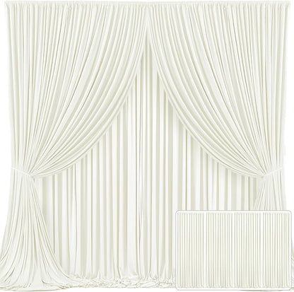 4 Panels Ivory Backdrop Curtain for Wedding Parties Wrinkle Free Ivory Photo Curtains Backdrop Drapes Fabric Decoration for Baby Shower Photoshoot 20ft(W) x 10ft(H)