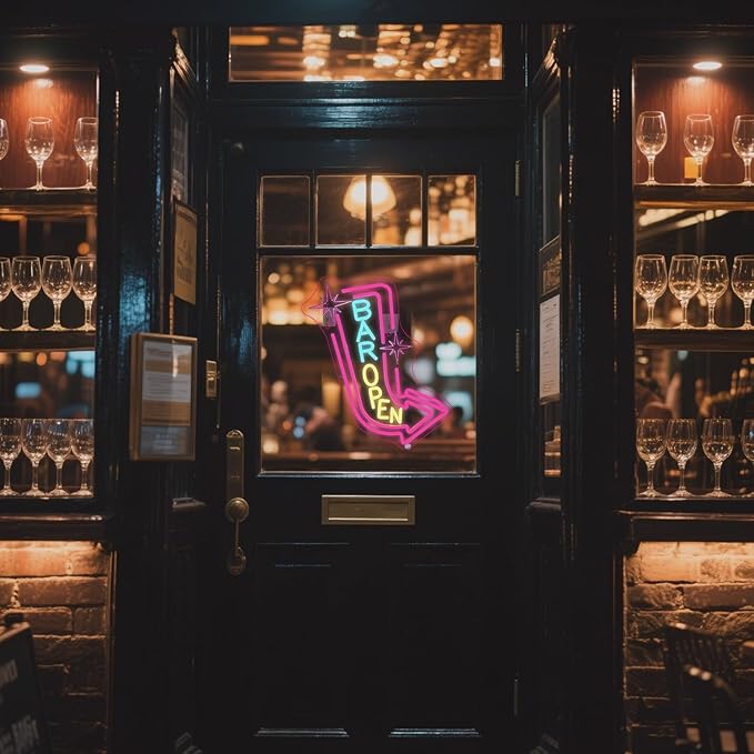 Lucunstar Bar Open Neon Sign Colorful LED Bar for Wall Decor Dimmable USB Powered Neon Lights for LED for Bussness Man Cave Art Wall Decor