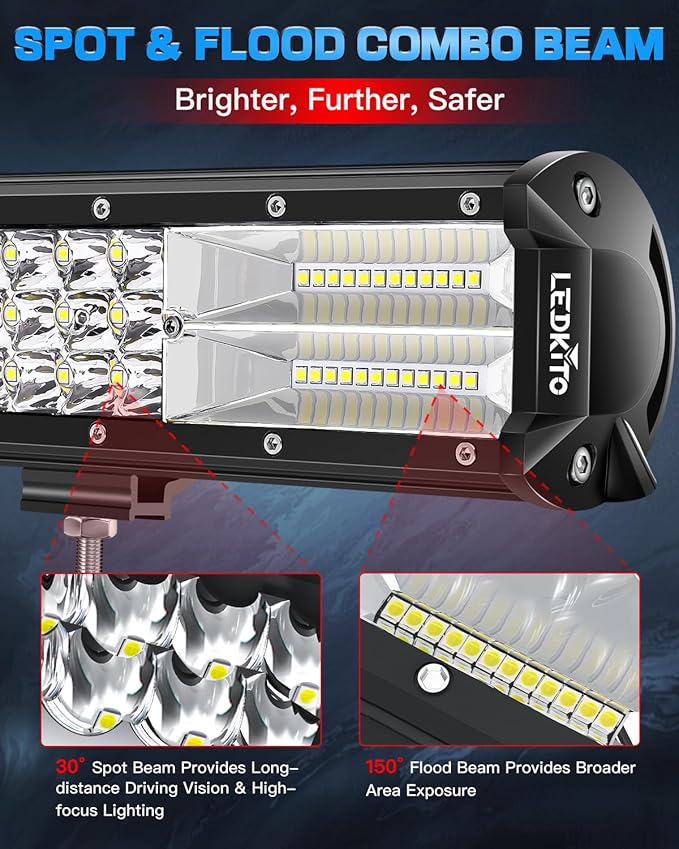 12 Inch LED Light Bar and 2PCS 4In LED Cube Pods Light Work Driving Lamp with Rocker Switch 3Lead Wiring Harness Kit Off Road Lights Spot Flood Combo Lights for ATV UTV SUV Truck Tractor Boat