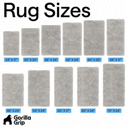 GORILLA GRIP Bath Rug Mat 54x24, Soft Absorbent Chenille, Quick Dry Microfiber Mats, Rubber Backing Washable Shower Floor Rugs, Bathmat Runner, US Designed Bathroom Home Decor Accessories Light Gray