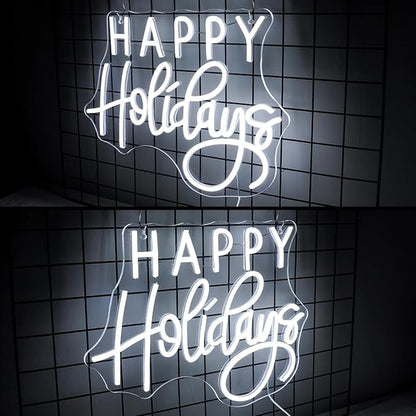 Horseneon Happy Holidays Neon Sign, Merry Christmas Neon Sign for Wall Decor, LED Sign with USB Powered for Party, Home, Bedroom, Living Room, Bar