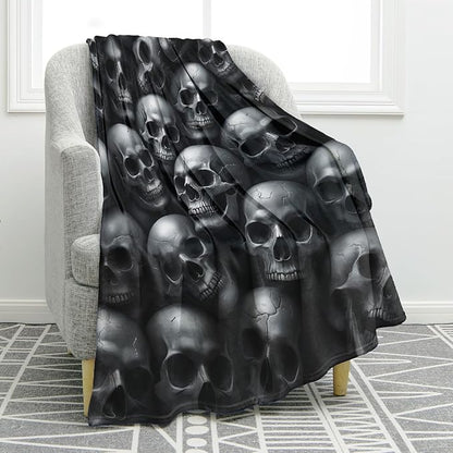 Jekeno Gothic Skull Blanket Gifts for Women Men Girls Boys Mom Wife Husband Dad Halloween Birthday Christmas Skeleton Horror Dark Presents Home Bedroom Living Room Bed Sofa Decor Throw 60"x80"