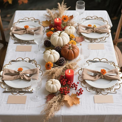 100 Pcs Brown Floral Paper Placemats with Scalloped Edges 15 Inch Chinoiserie Paper Table Mats Vintage Floral Place Mats for Dining Parties Weddings Holidays Table Decorations