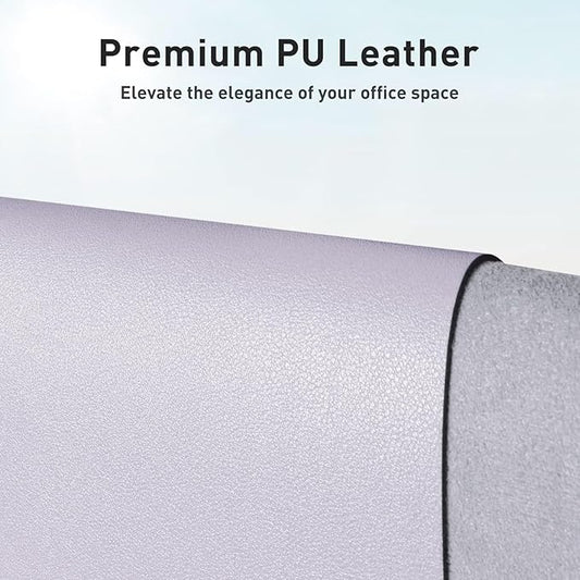 Aothia Faux Leather Desk Mat - Non-Slip PU Leather Desk Blotter, Waterproof Writing Surface, Large Desk Pad for Office & Home (Soft Lavender, 55" x 17")