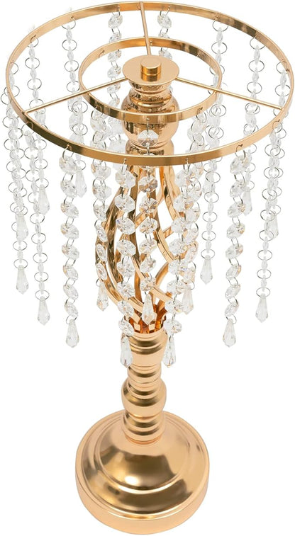 Wedding Centerpieces Gold Vases,10PCS Metal Flower Candle Holder with Sparkling Crystal Beads,Crystal Flower Vase Metal Flowers Stand for Party Tables Decorations (10PCS-Gold-15)