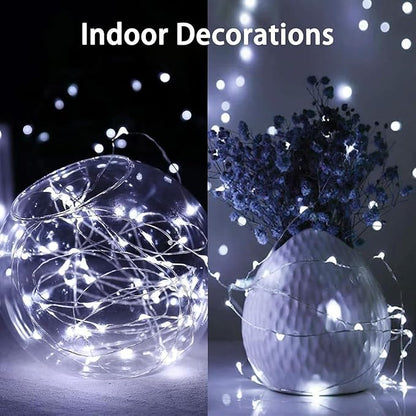 4 Pack Cuttable Fairy Lights Battery Operated, Waterproof 20FT 60LED Twinkle Lights with Timer Indoor Outdoor, Fairy Battery String Light for Bedroom, Classroom, Wedding, Christmas Décor(Cool White)