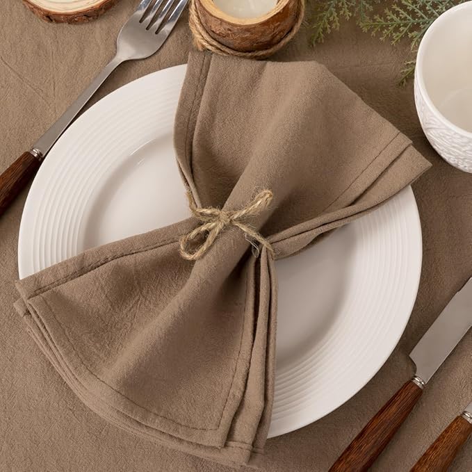 Socomi Cloth Napkins Nude Fall Thanksgiving Washable Reusable Bulk Linen Cotton Napkins Set of 6 17"x17" for Wedding Party Bridal Baby Shower Birthday Dining Table Decorations