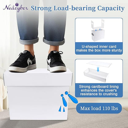 File Organizer Box with Lid & Handle, Heavy Duty Hanging File Folder Storage Boxes for Letter Size, Portable Filing Organizer for Office, Home, Classroom, White 4 Pack