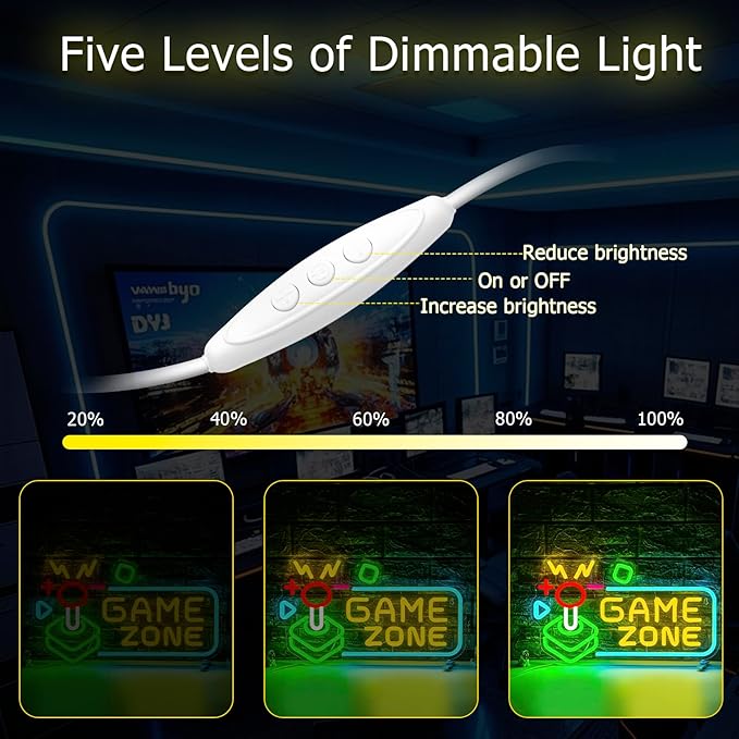 Game Zone Neon Sign for Gamer Room Decor, Gaming Light Neon Sign for Wall, Bedroom, Man Cave, Dimmable Led Neon Gaming Signs Gifts for Gamer, Boys, Teens, Men