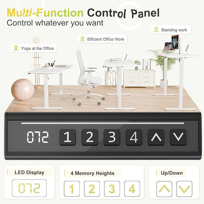 Furmax Electric Standing Desk, 55 x 24 Inches Sit Stand up Desk, Sit Stand Height Adjustable Home Office Desk with 4 Height Position Memory - with Splice Board (White, 55)