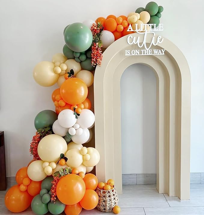 162pcs Little Cutie Baby Shower Decorations, Orange Sage Green Nude White and Confetti Balloons for Little Cutie Baby Shower Fruit Theme Birthday Party Decorations