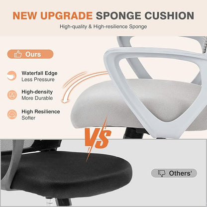 Sweetcrispy Ergonomic Mid-Back Mesh Home Office Desk Chair with Wheels, Lumbar Support, and Comfortable Armrests for Home, Bedroom, Study, Office