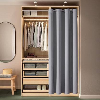 ChrisDowa Blackout Door Curtains for Doorway Privacy, Grommet Closet Curtains for bedroom closet door, Thermal Insulated Temporary Doorway Cover Room Divider Drapes (1 Panel, Light Grey, 34 x 80 Inch)