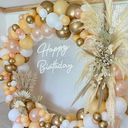 Happy Birthday Neon Sign - Large Happy Birthday Light Up Sign for Wall Decor with USB Powered, Adjustable Brightness Reusable LED Light Sign for All Birthday Party Decoration(16.5 x11inches,White)