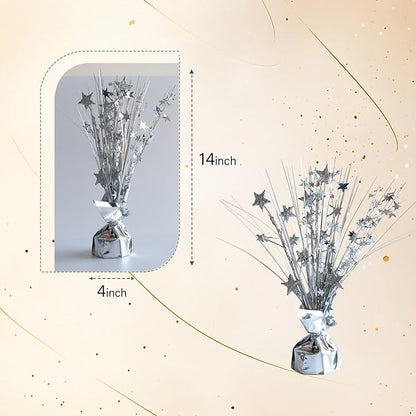 12 Pack Metallic Sliver Foil Spray Centerpieces Stars Brust Table Centerpieces for Wedding Birthday Anniversary Holiday Party Decor, Metallic Star Balloon Wights for Party, Decor for Party