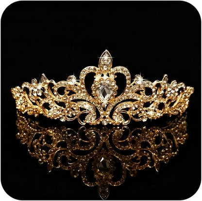 COCIDE Gold Tiara Crystal Crowns Rhinestone Crown Bride Bridal Wedding Birthday Party for Women