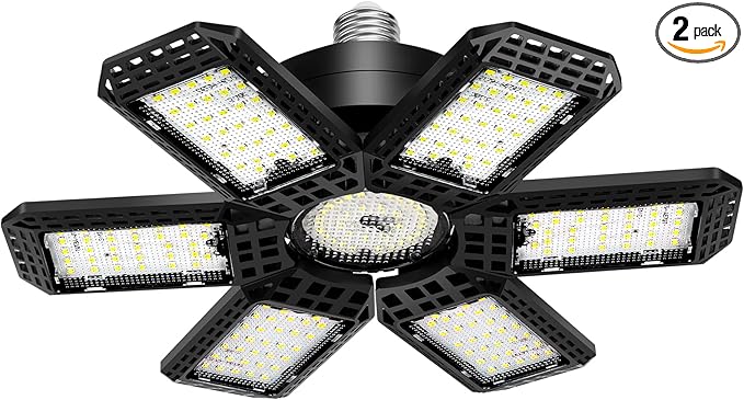 1 Pack Garage Light, 200W 20000LM 6500K LED Shop Lights, Garage Lights Ceiling Led with 6+1 Deformable Panels, Screw in E26/E27 Socket Bulb for Warehouse, Workshop, Basement, Barn Lighting