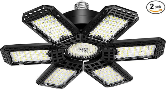 1 Pack Garage Light, 200W 20000LM 6500K LED Shop Lights, Garage Lights Ceiling Led with 6+1 Deformable Panels, Screw in E26/E27 Socket Bulb for Warehouse, Workshop, Basement, Barn Lighting
