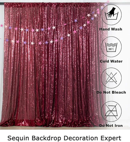 ShinyBeauty Burgundy Sequin Backdrop 10FTx10FT Sequin Fabric Backdrops for Photograph Photo-Backdrop-Drapes 10FT Sparkle Curtains for Wedding Wine Glitter Backgrounds for Shimmer Background
