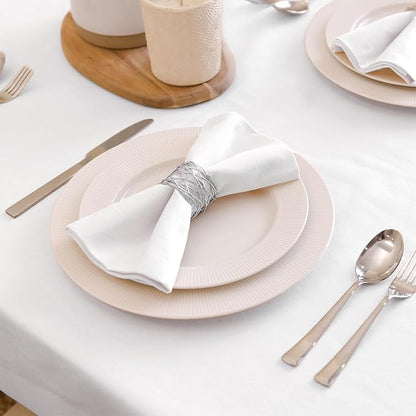 Encasa XO White Cloth Napkins Set of 12, 17"x17" | Solid Color Cotton Dinner Napkins | Washable & Reusable Napkins for Dining Table Fall Decoration, Holiday & Christmas Festivals
