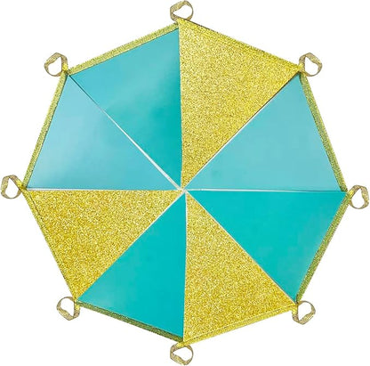 Teal Aqua Blue and Gold Party Decorations Pennant Banner Flag Hanging Glitter Paper Triangle Bunting for Baby Shower Birthday Graduation Bridal Shower Wedding Engagement Turquoise Party Decor Supplies