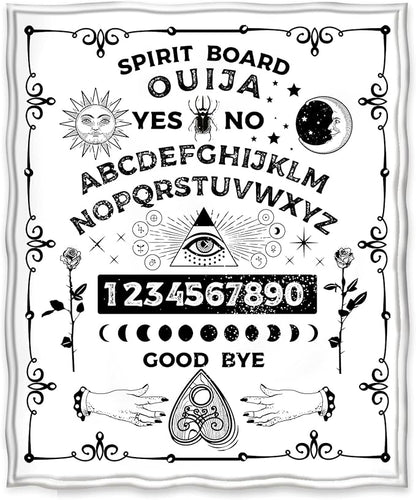 Jekeno Ouija Board Blanket Gifts for Women Men Kids Girls Boys Mother's Day for Mom Dad Home Bedroom Gothic Witch Decor Soft Throw Blankets White 50"x60"