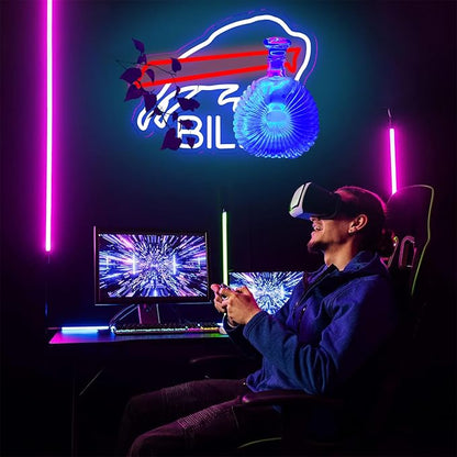 JFLLamp Buffalo Football Neon Signs for Wall Decor Neon Lights for Business Led Signs Suitable for Man Cave Restaurant Office Bar Pub Led Art 5V Power Adapter