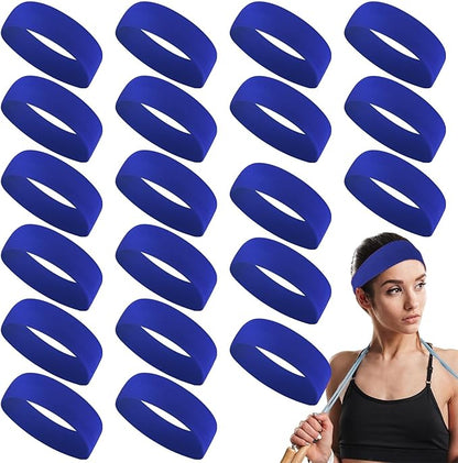Hotop 20 Pcs Sport Stretchy Headbands for Girls Women Non Slip Soft Fabric Elastic Headband Bulk for Yoga DIY Team Gifts