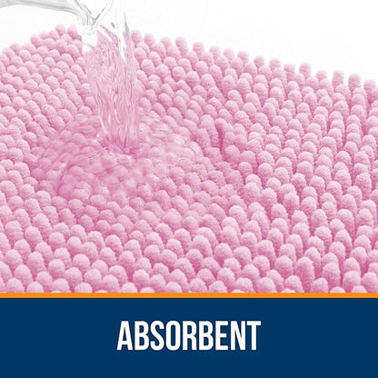 OLANLY Bathroom Rugs 40x32, Extra Soft Absorbent Chenille Bath Rugs, Rubber Backing Quick Dry, Machine Washable Bath Mats for Bathroom Floor, Tub and Shower, Home Decor Accessories, Pink