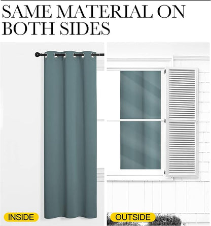 NICETOWN Modern Blackout Curtains Noise Reducing, Thermal Insulated and Privacy Room Darkening Drape Panels for Boy's Guest Room Door Window (Greyish Blue, 2 Panels, W42 x L95 -Inch)