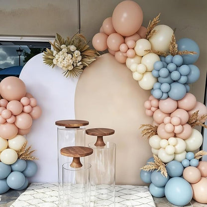 Gender Reveal Balloon Arch Kit,122Pcs Blush Pink Dusty Blue Sand White Peach Balloons for Gender Reveal Party Boho Wedding Bridal Engagement Baby Shower Anniversary Birthday Party Decorations