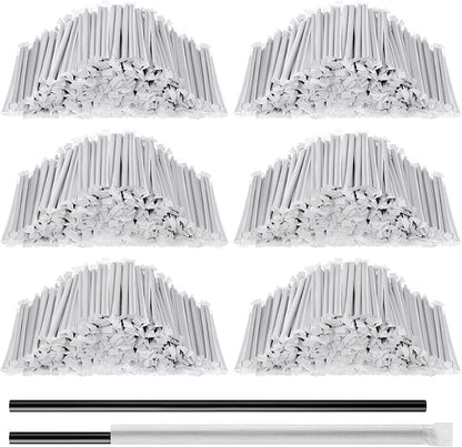 Hoolerry 2000 Pcs 8 Inch Plastic Straws Disposable Individually Wrapped Drinking Straight Long Straws, 0.24" Wide, for Hot and Cold Beverages (Black)