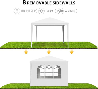 HomGarden 10'x10' Outdoor Canopy Tent Patio Camping Gazebo Storage Shelter Pavilion Cater Party Wedding BBQ Events Tent w/Removable Sidewalls