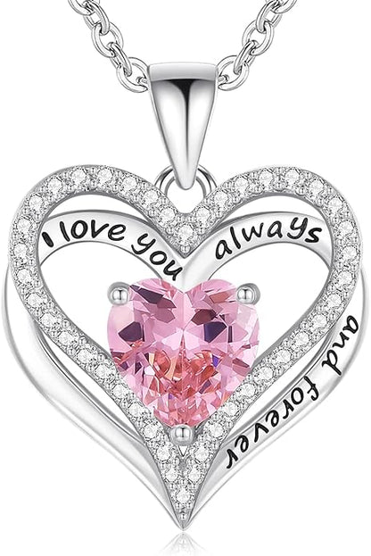S925 Sterling Silver Necklace for Women, Wife Jewelry Rose Gold, Mom Birthday Valentines Mothers Day Gifts, Girlfriend Necklaces, Daughter Heart Jewel, Anniversary for Her