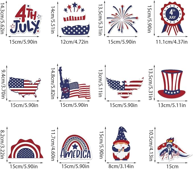 4th of July Decorations，Kaluofan 24 PCS 4th of July Decorations Outdoor,Independence Day Patriotic Hanging Swirls Decorations for Veterans Labor Presidents Flag Memorial Day Party Suppiles Favors