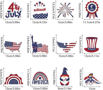 4th of July Decorations，Kaluofan 24 PCS 4th of July Decorations Outdoor,Independence Day Patriotic Hanging Swirls Decorations for Veterans Labor Presidents Flag Memorial Day Party Suppiles Favors