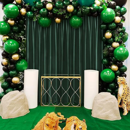 Hiasan Hunter Green Backdrop Curtains for Parties, Polyester Photography Backdrop Drapes for Family Gatherings, Wedding Decorations, 5ftx8ft, Set of 2 Panels