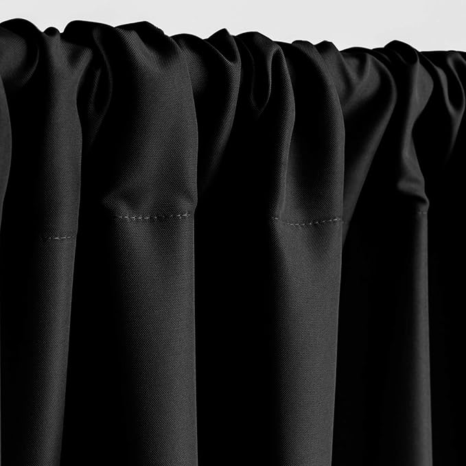 Hiasan Black Backdrop Curtains for Parties, Polyester Photography Backdrop Drapes for Family Gatherings, Wedding Decorations, 5ftx8ft, Set of 2 Panels