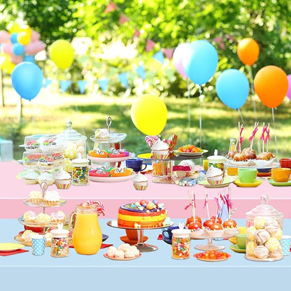 WNINK 2 Pack Gender Reveal Plastic Tablecloths, Disposable Rectangle Pink and Blue Pastel Tablecloth, Table Covers for Boy or Girl Gender Reveal Party Baby Shower Birthday Party Decorations 54" x 108"