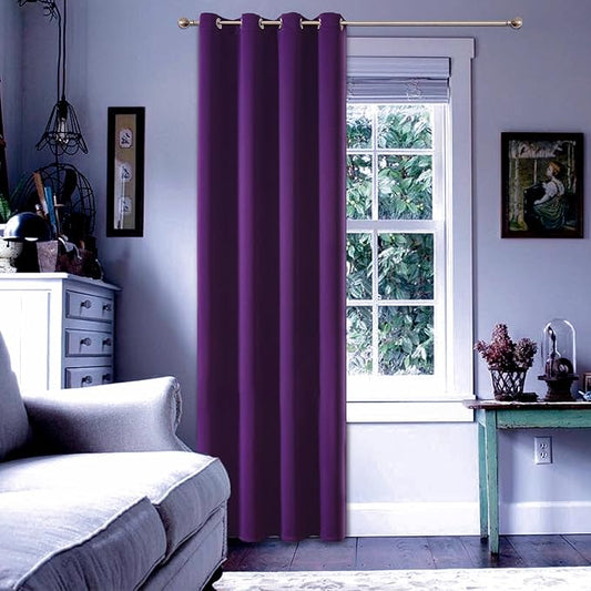 ChrisDowa Grommet Blackout Curtains for Bedroom - Thermal Insulated Room Darkening Curtains for Living Room (1 Panel Set, Royal Purple, 52W x 95L)