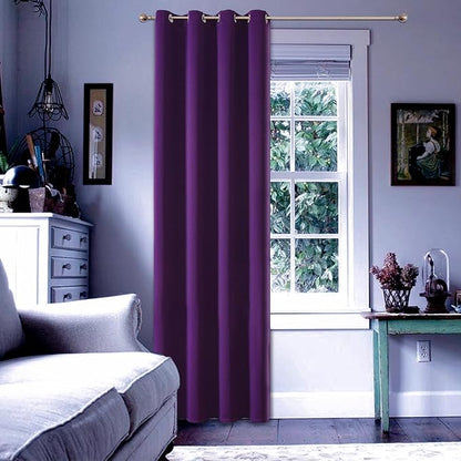 ChrisDowa Blackout Curtains 102 Inches Long for Living Room, Grommet Thermal Insulated Room Darkening Curtains for Bedroom (1 Panel Set, Royal Purple, 52W x 102L)