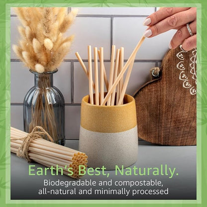 Ibambo Powder Bamboo Straws (250-Pack) - 7.88" Disposable Straws Individually Wrapped | 100% Compostable | Durable & Biodegradable | Made for Hot & Cold Drinks | Perfect for Weddings, Parties & Events