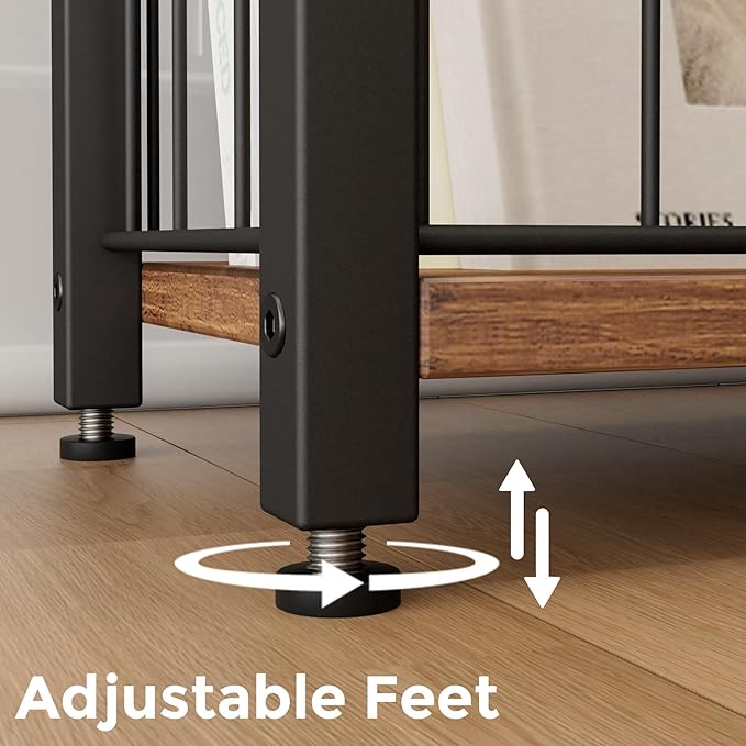 Narrow Side Table with Magazine Holder, Skinny End Table Perfect for Small Spaces, Space-Saving Design for Living Room, Bedroom, or Office, 7.1" D x 16.9" W x 23.6" H, Rustic Walnut