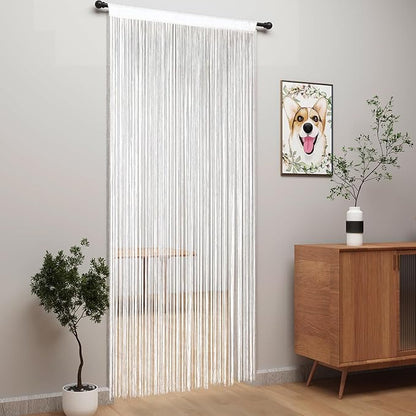 YIIBAII Door String Curtains Fringe Door Curtains for Doorways Window Room Decoration Living Room Divider(39"x110", White)