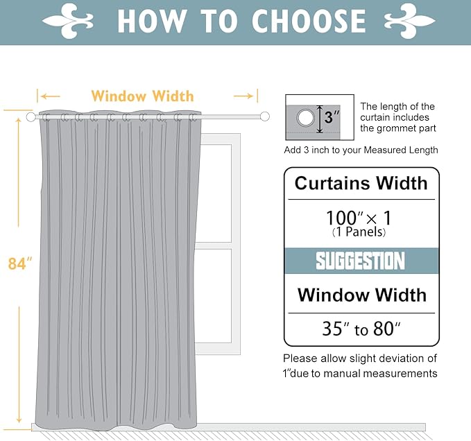 ChrisDowa Room Divider Curtain 84 Inches Long, Wide Blackout Sliding Door Curtain for Bedroom, Room Darkening Privacy Window Curtain for Patio Door (1 Panel Set, Dark Grey, 100 x 84 Inch)