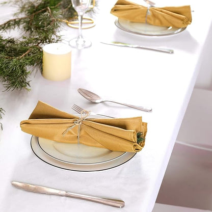 25pcs Polyester Cloth Napkins - 20 x 20 inch Gold Washable Dinner Washable Napkins with Hemmed Edges for Restaurant/Wedding/Hotel(25,Gold)