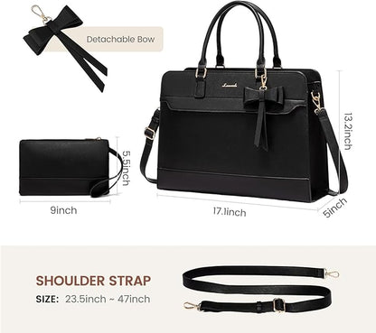 LOVEVOOK Laptop Tote Bag for Women,Leather Work Bag, Waterproof Business Teacher Bag,Large Computer Handbag Purse Briefcase,Office Gifts for Women
