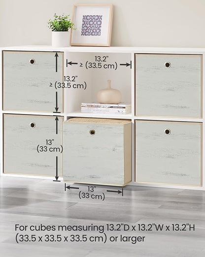 SONGMICS Storage Cubes, Set of 6 Storage Bins with Handles, Foldable Oxford Fabric and Non-Woven Fabric Storage Boxes, 13 x 13 x 13 Inches, Fit Cube Storage Unit, Vintage White URFB133W01