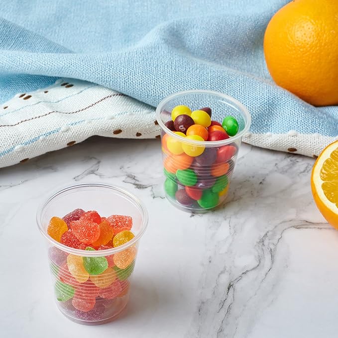 JOLLY CHEF 7𝟎𝟎 𝐏𝐚𝐜𝐤 3 oz Clear Plastic Cups, Disposable Mouthwash Cups for Picnic, Travel, Halloween, Christmas Parties