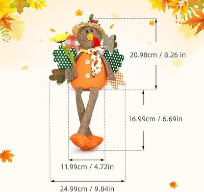 Turkey Decorations Indoor- Thanksgiving Decorations for Home, Office - Stuffed Turkey Animal Plush Doll Figurines - Pilgrim Decor for Autumn, Harvest Tabletop Centerpieces Ornaments Shelf Sitters